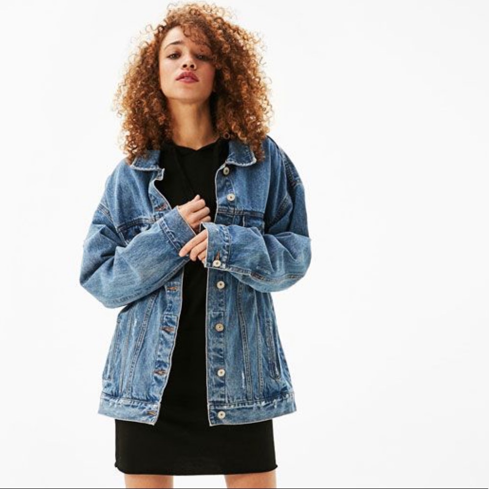 NWOT! Oversized Small Denim BERSHKA Jacket